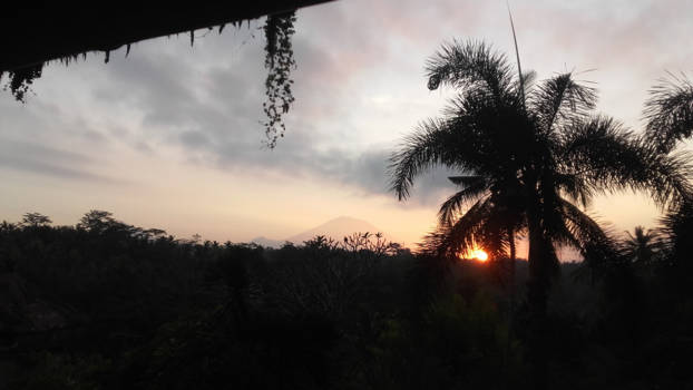 Bali - geweldig mooie zonsopgang vanuit mijn balkon in hotel bunga permai /Ubud