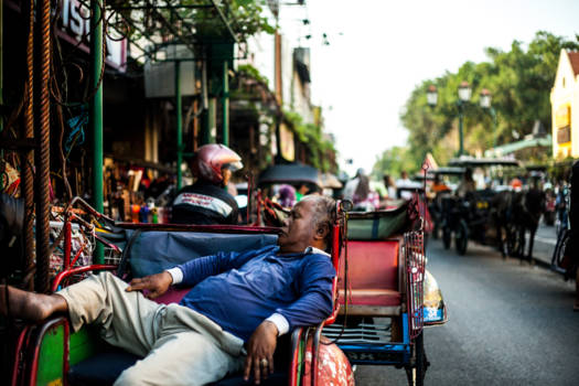 Yogyakarta - Sleepy becak driver