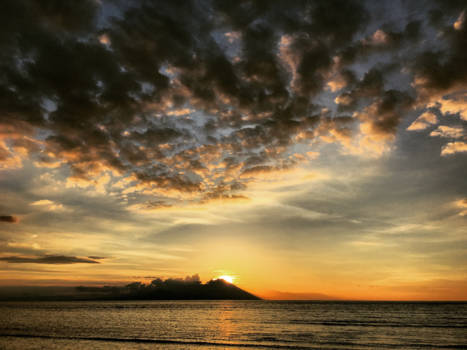 Bali - Sunsets' going down behind vulcano, Bali