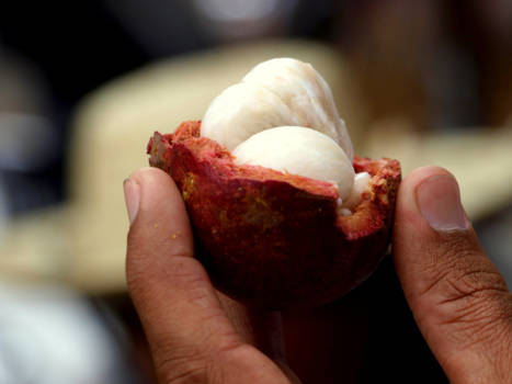 Ubud - Mangosteen op de lokale markt in Ubud