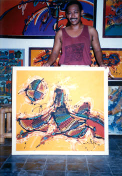 Yogyakarta - Deze moderne batik uit Yogyakarta hangt nu bij mij thuis