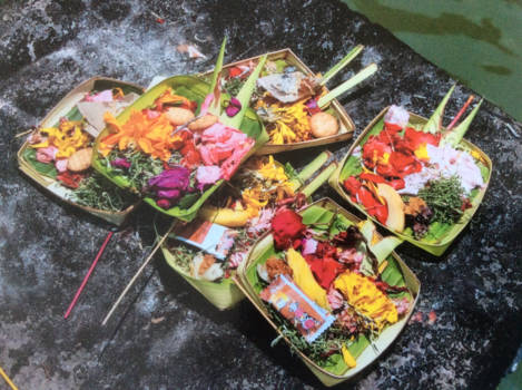 Pura Tanah Lot - Offerschaaltjes bij de Tana Lot