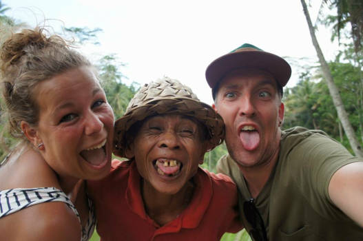 Ubud - Familie in de rijstvelden nabij Ubud