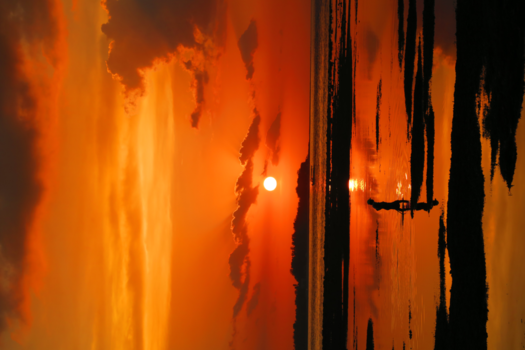 Gili-eilanden - Visser aan het werk bij zonsondergang