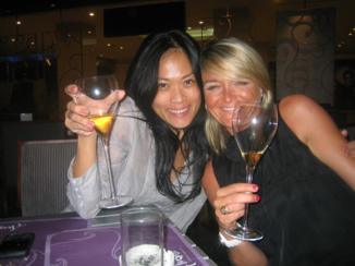 Bali - enjoying a glass of wine with my indonesian girlfriend