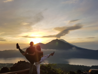 Bali - At the top of mt Batur, watching mt. Agung